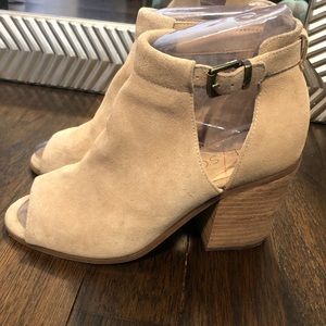 Sole Society Taupe Suede Peep Toe Booties